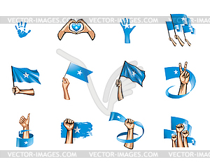 Somalia flag and hand - royalty-free vector clipart