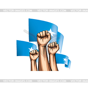 Сомали флаг и рука - цветной векторный клипарт