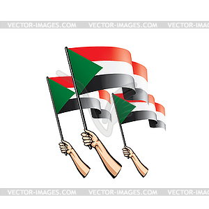 Sudan flag and hand - vector image