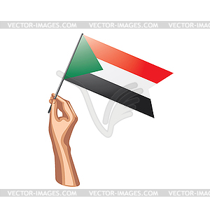 Суданский флаг и рука - изображение в формате EPS