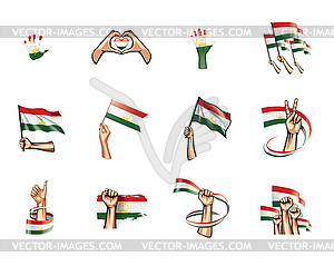 Tajikistan flag and hand - vector clipart