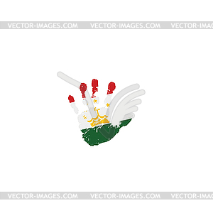 Tajikistan flag and hand - vector image