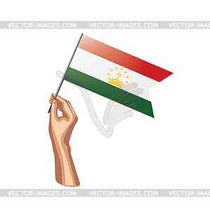 Tajikistan flag and hand - vector image