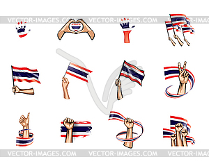 Thailand flag and hand - vector image