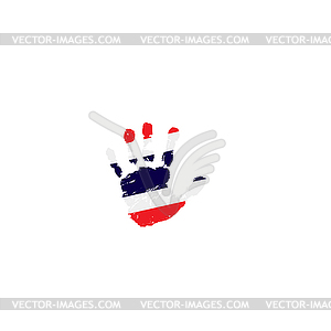Thailand flag and hand - vector clip art