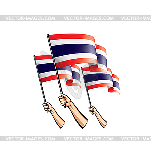 Thailand flag and hand - vector image