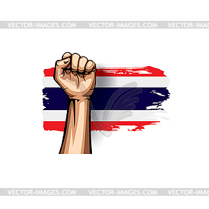 Thailand flag and hand - stock vector clipart