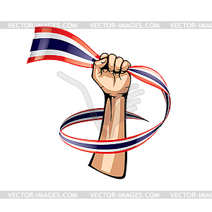 Thailand flag and hand - vector clip art