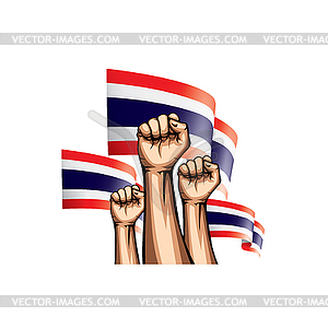 Thailand flag and hand - vector image