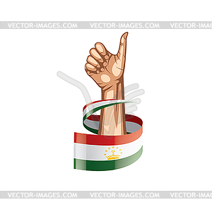 Tajikistan flag and hand - vector clip art