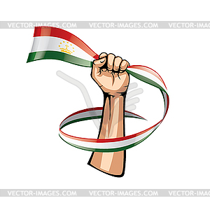 Tajikistan flag and hand - color vector clipart