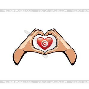 Tunisia flag and hand - vector clipart / vector image