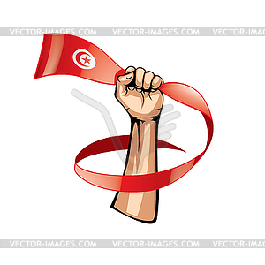 Tunisia flag and hand - vector clipart