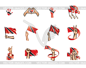 Trinidad and tobago flag and hand - vector clipart