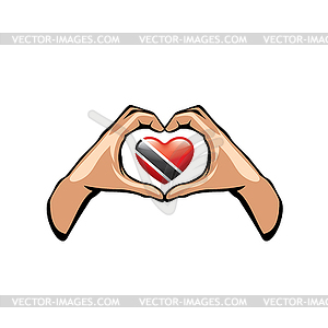 Trinidad and tobago flag and hand - vector clip art