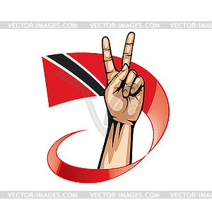 Trinidad and tobago flag and hand - vector clip art