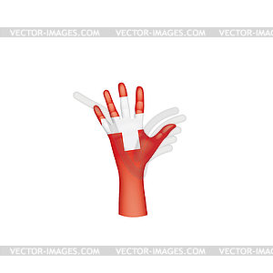 Switzerland flag and hand - vector clip art