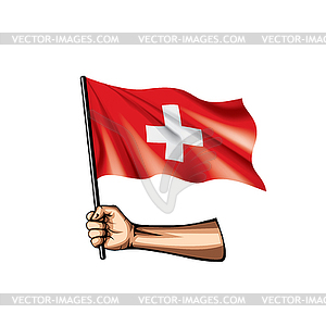 Switzerland flag and hand - vector clipart