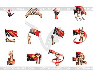 Papua New Guinea flag and hand - vector image