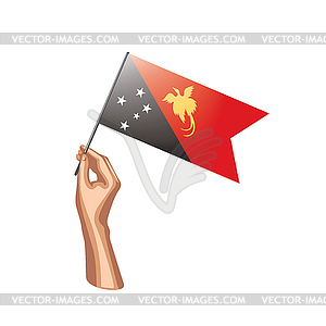 Папуа-Новая Гвинея флаг и рука - векторный клипарт EPS