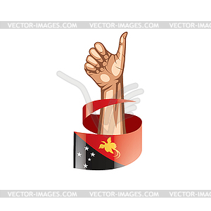 Papua New Guinea flag and hand - vector clipart