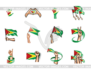 Guyana flag and hand - vector clipart / vector image