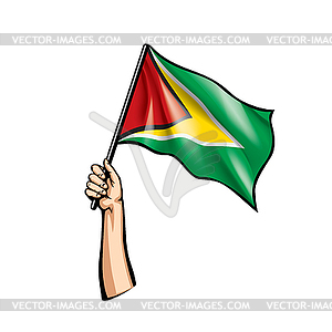 Guyana flag and hand - vector clip art