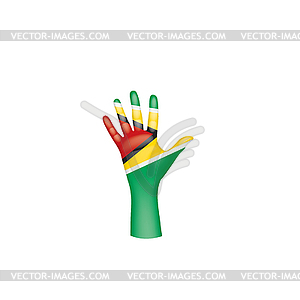Гайана флаг и рука - векторизованный клипарт