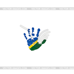 Solomon Islands flag and hand - vector clipart / vector image