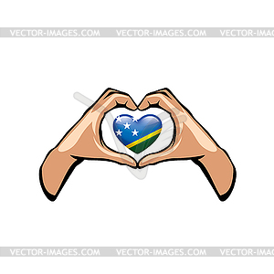 Solomon Islands flag and hand - vector image