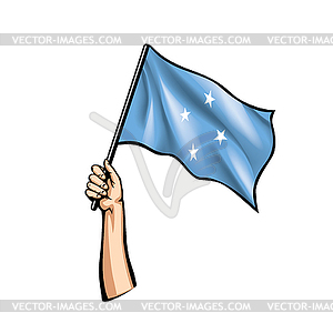 Federated States Micronesia flag and hand - vector clip art