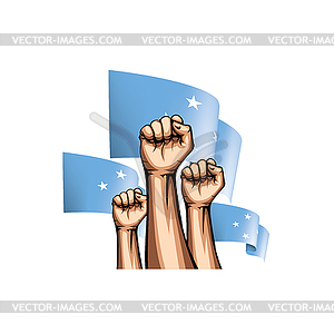 Federated States Micronesia flag and hand - vector clipart