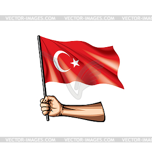 Turkey flag and hand - vector clipart