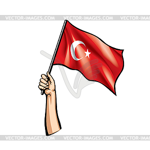 Turkey flag and hand - vector EPS clipart