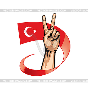 Turkey flag and hand - vector clipart