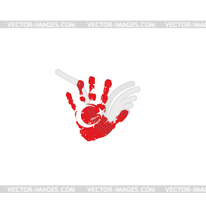 Turkey flag and hand - stock vector clipart