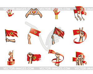 Montenegro flag and hand - royalty-free vector image