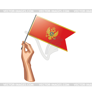 Montenegro flag and hand - vector clipart