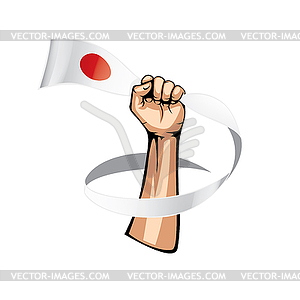 Japan flag and hand - stock vector clipart