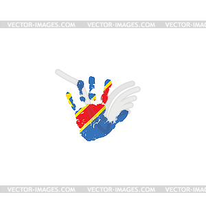 Democratic Republic of Congo flag and hand - vector clip art