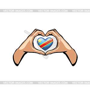Democratic Republic of Congo flag and hand - vector clipart / vector image