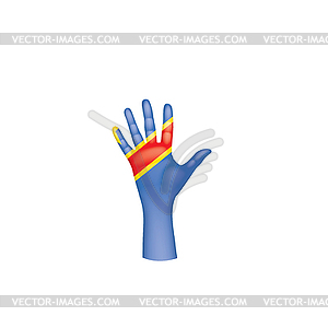 Democratic Republic of Congo flag and hand - vector image