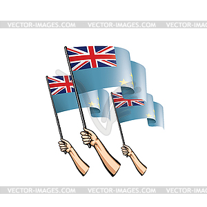 Tuvalu flag and hand - vector image