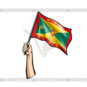 Grenada flag and hand - vector clipart