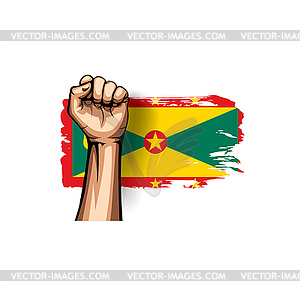 Grenada flag and hand - vector clipart