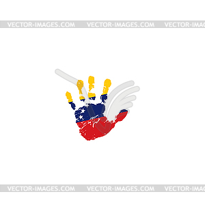 Venezuela flag and hand - vector clipart