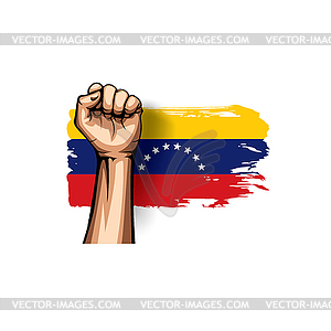 Venezuela flag and hand - vector clip art