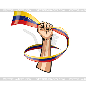 Venezuela flag and hand - vector image