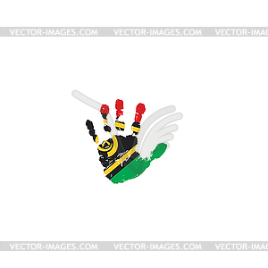 Vanuatu flag and hand - vector image