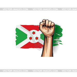 Burundi flag and hand - vector clip art